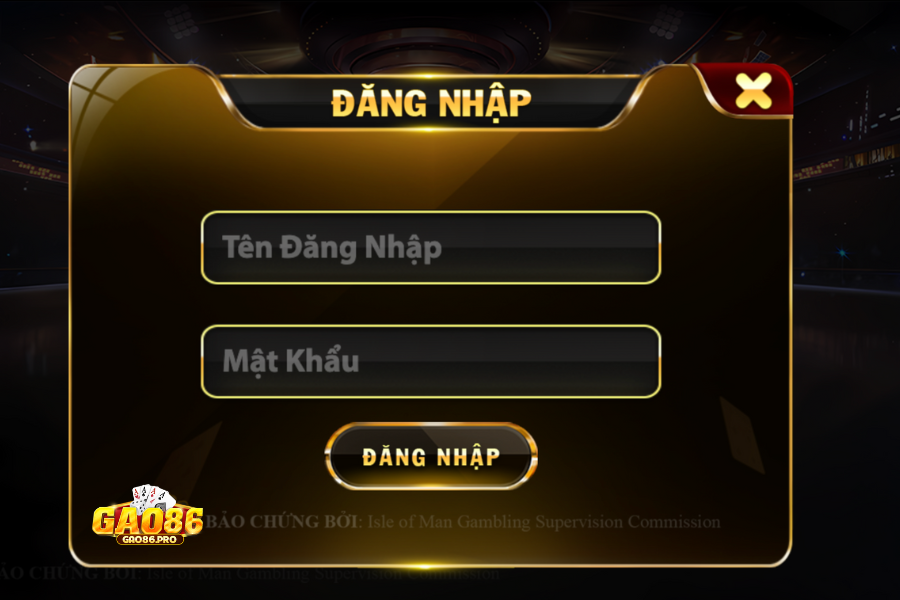 Nhập thông tin và đăng nhập gao86 